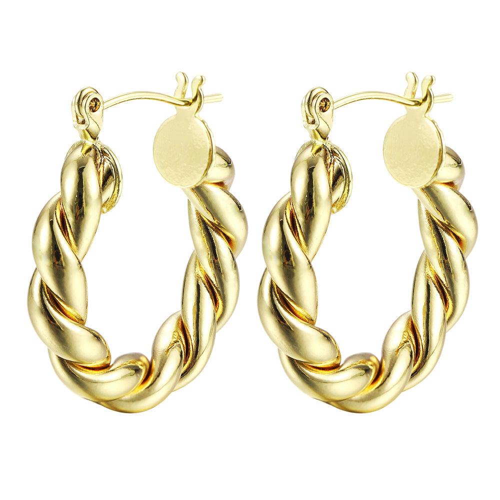 Damen goldene Ohrstecker im eleganten geschwungenen Design Shop Nory