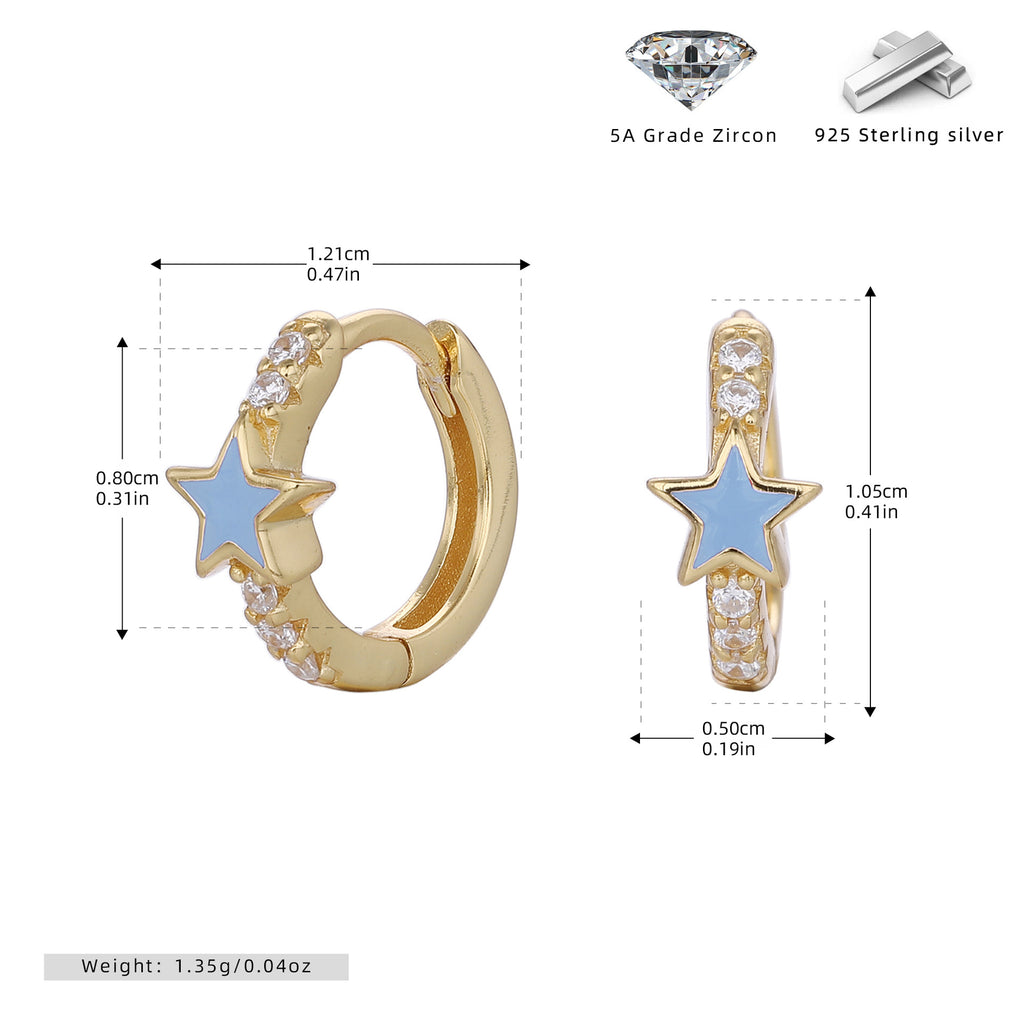 Damen Creolen mit funkelndem Sternmotiv und elegantem 925 Sterling Silber Shop Nory