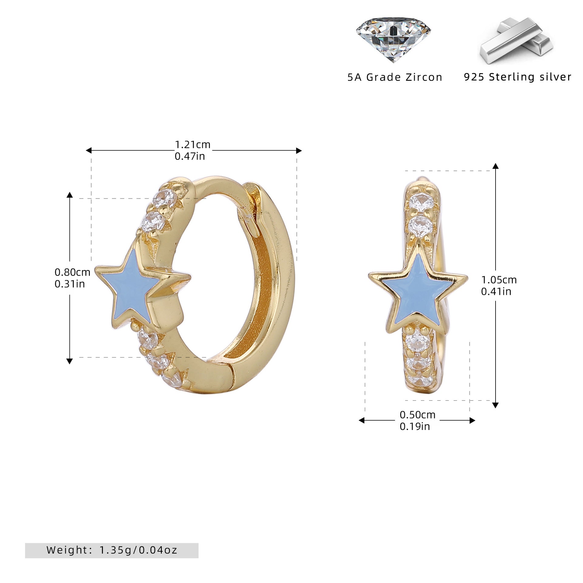 Damen Creolen mit funkelndem Sternmotiv und elegantem 925 Sterling Silber Shop Nory