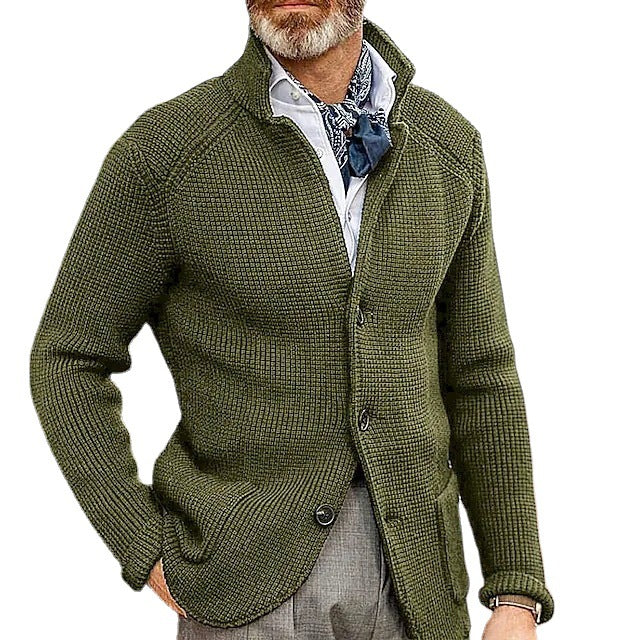 Herren Strickjacke mit Stehkragen und Strukturstrick Shop Nory