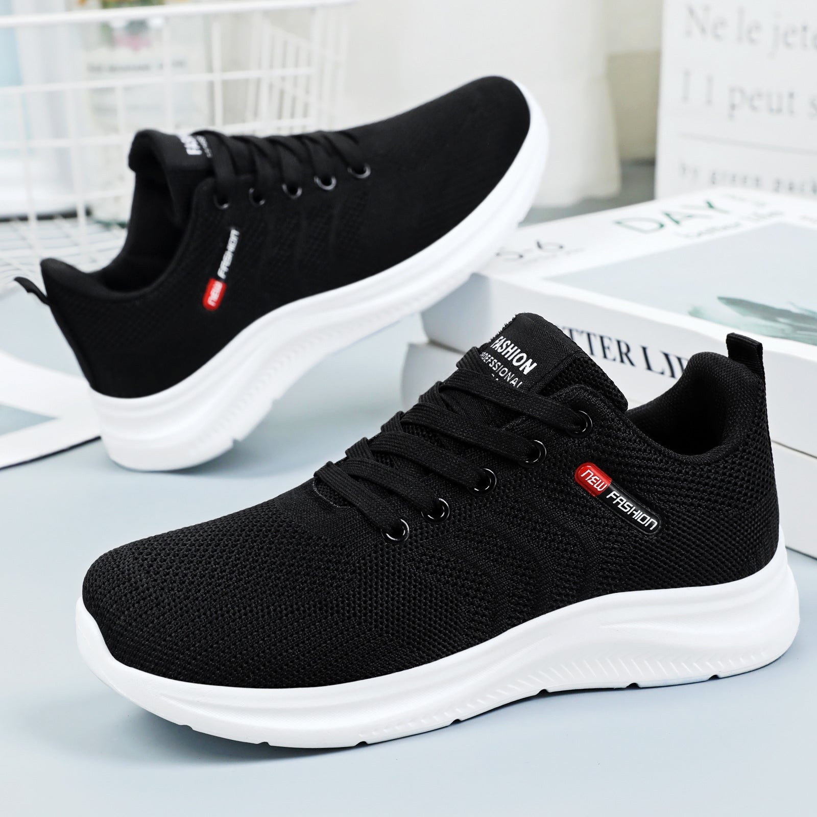 Damen Atmungsaktive und bequeme Sneaker mit elastischem Strickdesign Shopnory