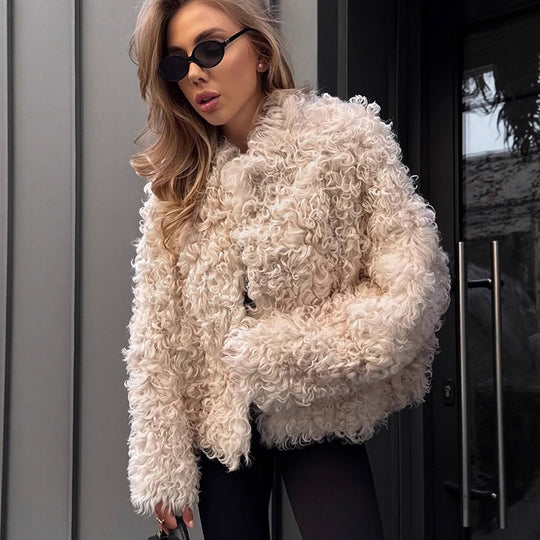 Damen Boxy-Kurzmantel im Locken‑Teddy‑Look mit kastiger Silhouette Shop Nory