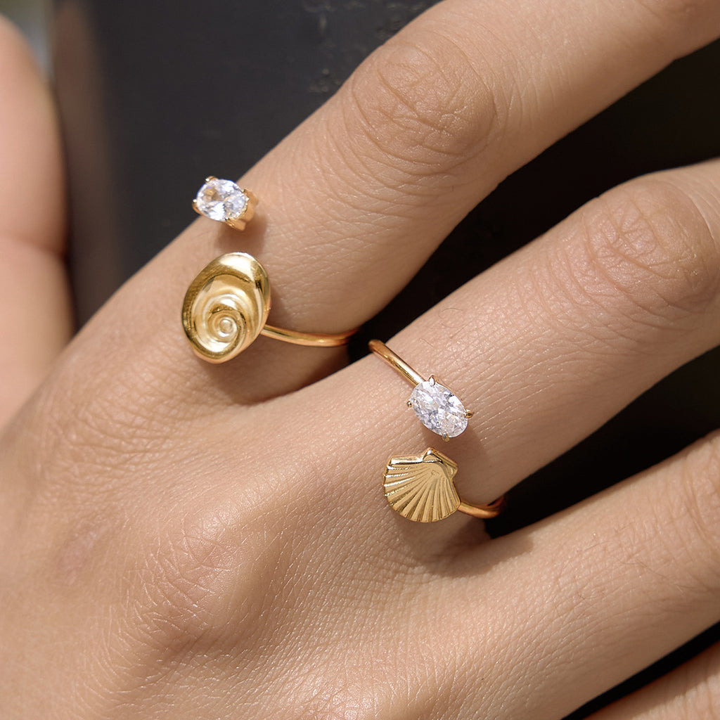 Damen Offener Ring mit spiralförmigem Design und strahlendem Zirkonia Shop Nory