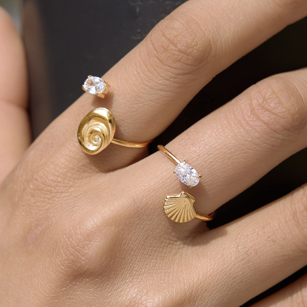 Damen Offener Ring mit spiralförmigem Design und strahlendem Zirkonia Shop Nory