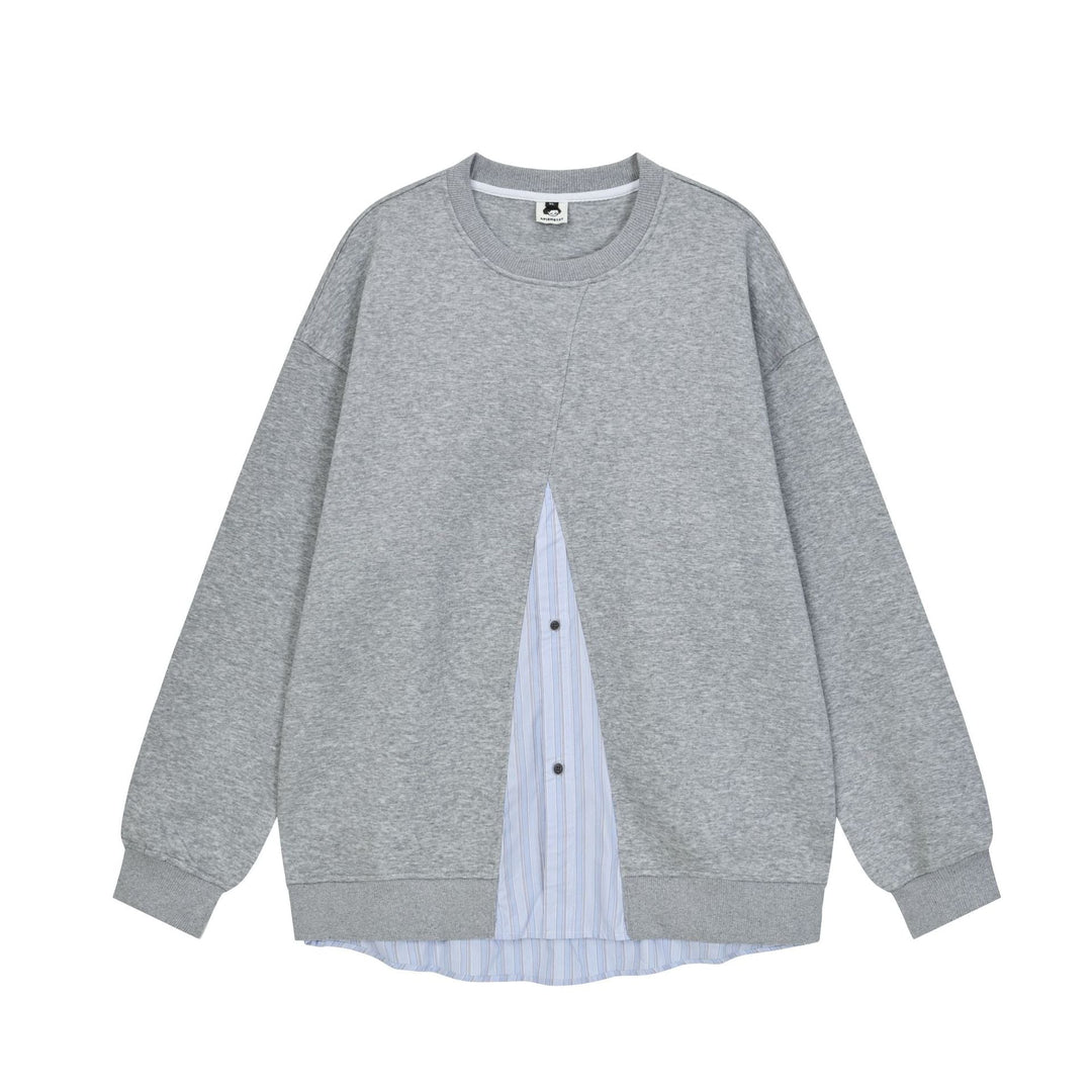 Damen Lässiges Oversize-Sweatshirt mit eingearbeitetem Hemd-Detail und Front-Öffnung Shop Nory