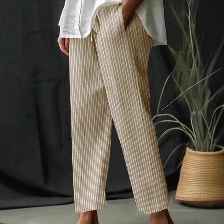 Damen Freizeithose mit gestreiftem Design und komfortablem Bund