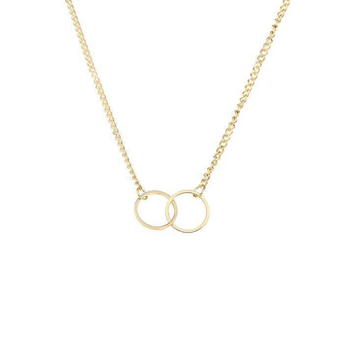 Damen Halskette mit doppeltem Ring-Anhänger aus hochwertigem Material Shop Nory