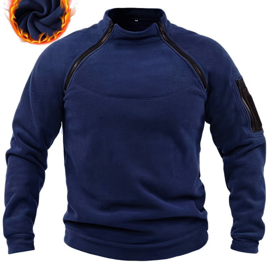 Herren Thermo-Fleecepullover mit Schulterreißverschlüssen, Stehkragen & Ärmel‑Utilitytasche Shop Nory
