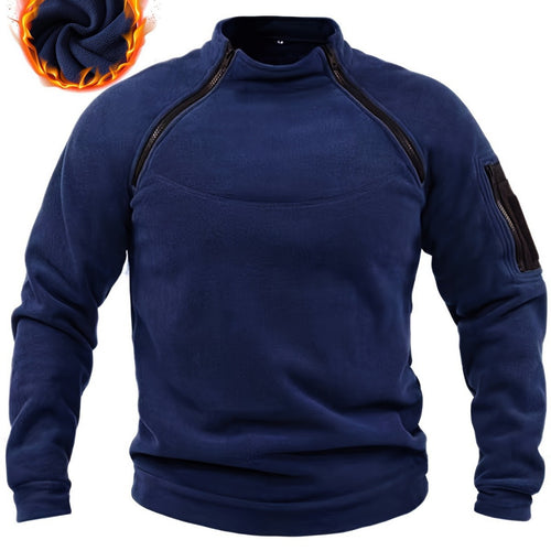 Herren Thermo-Fleecepullover mit Schulterreißverschlüssen, Stehkragen & Ärmel‑Utilitytasche Shop Nory