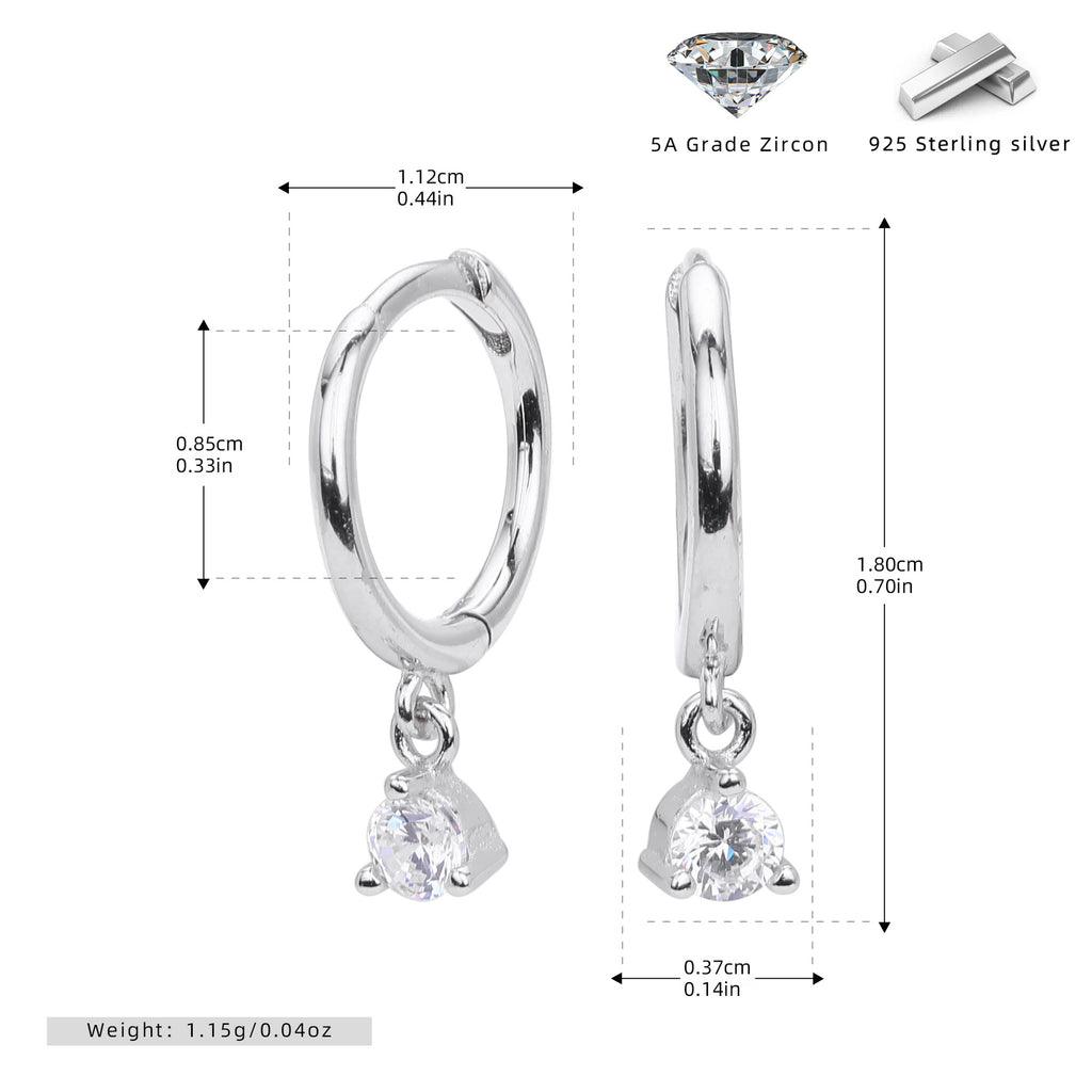 Damen Ohrhänger mit funkelnden Zirkon-Anhängern aus hochwertigem 925 Sterling Silber Shop Nory