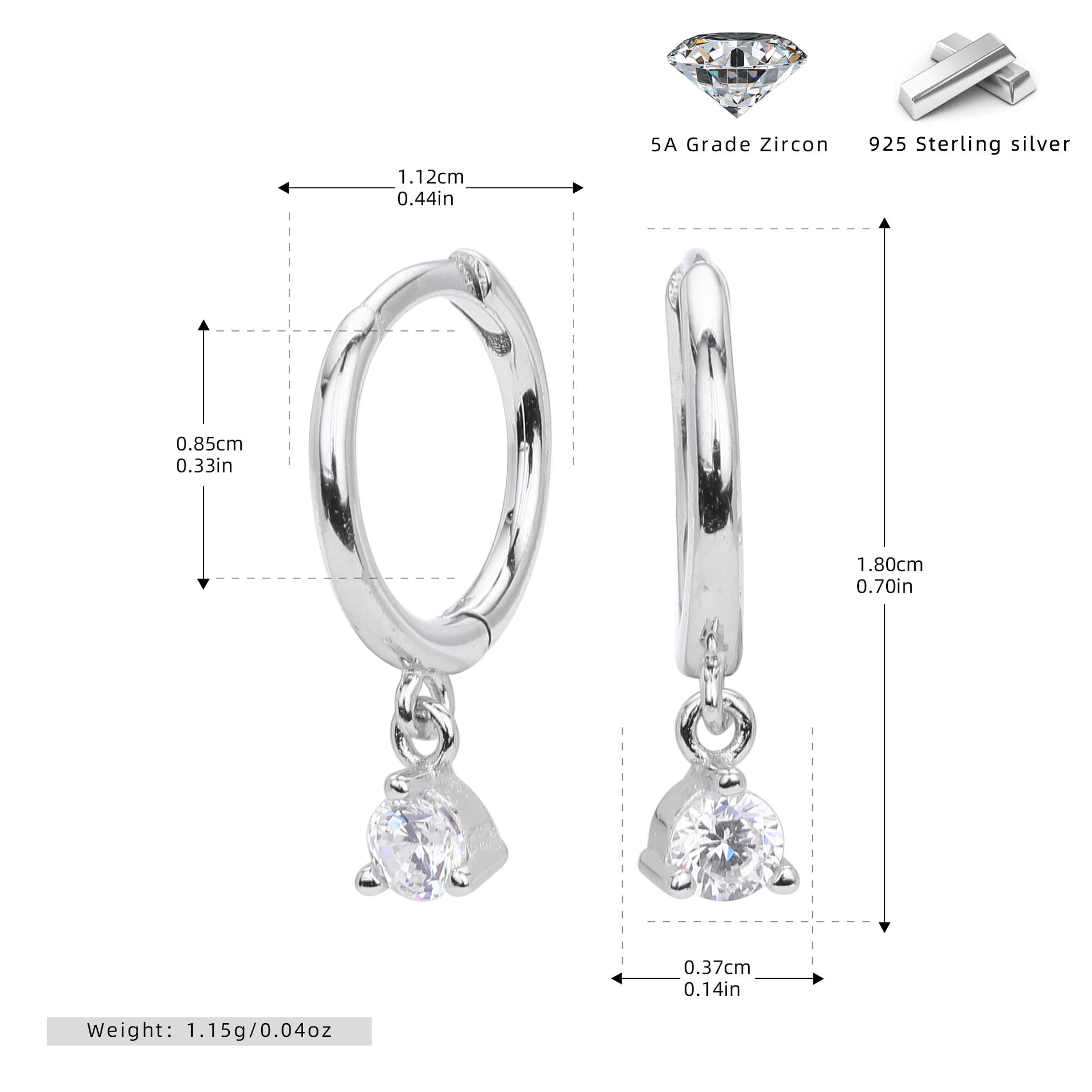 Damen Ohrhänger mit funkelnden Zirkon-Anhängern aus hochwertigem 925 Sterling Silber Shop Nory