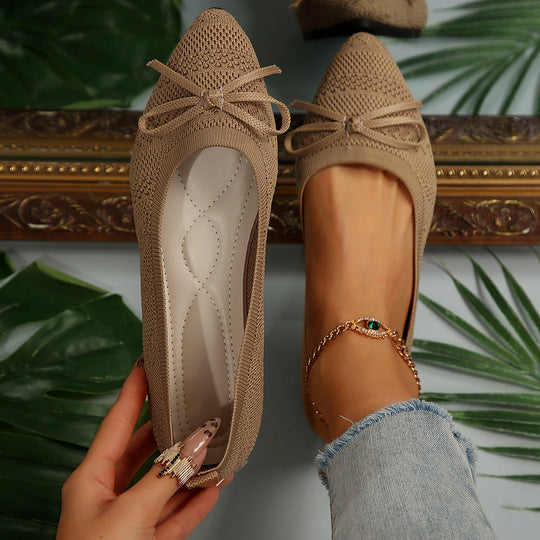 Damen elegante Ballerinas mit stylischem Schleifen-Detail aus atmungsaktivem GewShopnorye Shopnory