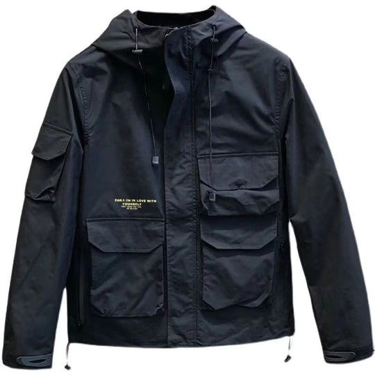 Herren Utility-Outdoorjacke mit Kapuze, Mehrfach-Taschenfront und verstellbarem Saum Shop Nory