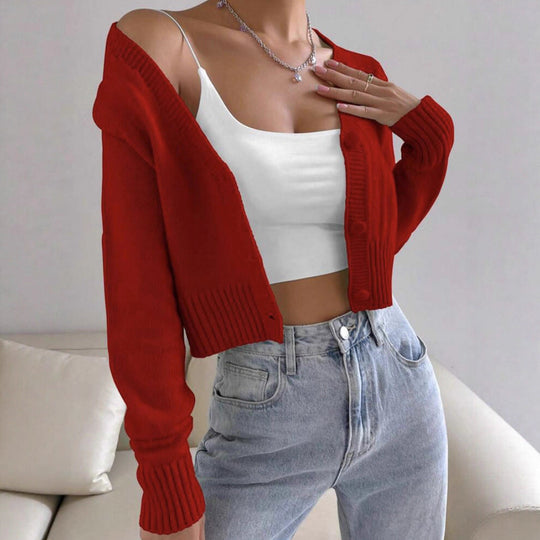 Damen Kurzstrickjacke mit feinem Rippstrickdesign