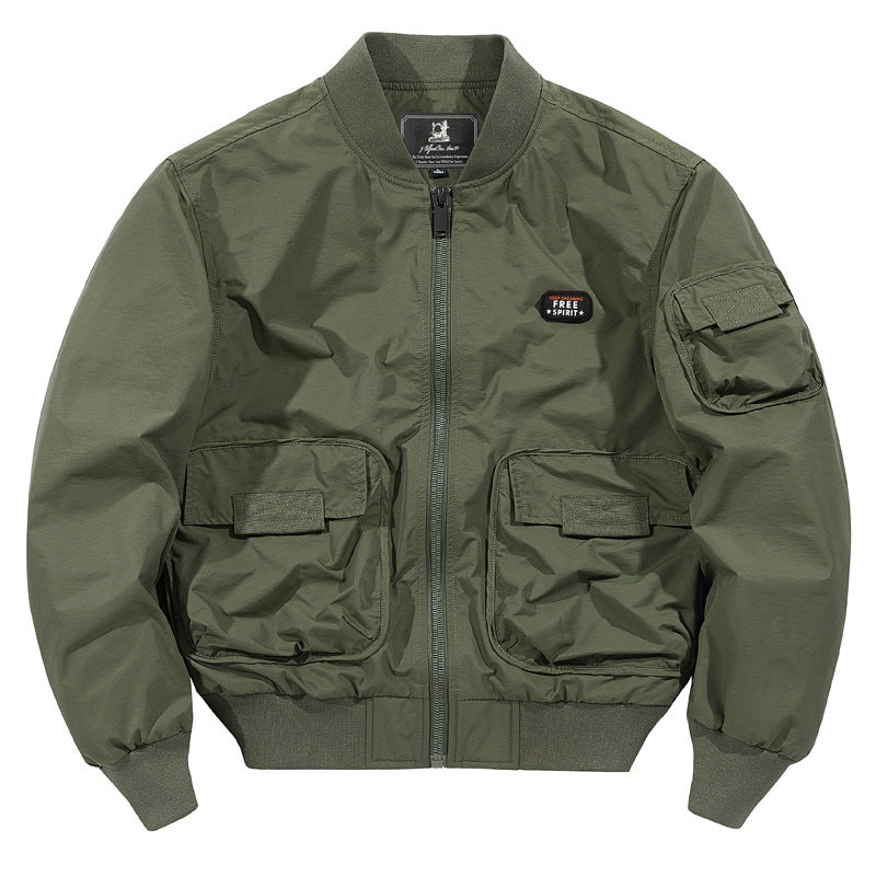Herren leichter Nylon-Bomber im Utility-Look mit Mehrfachtaschen und Rippbündchen Shop Nory
