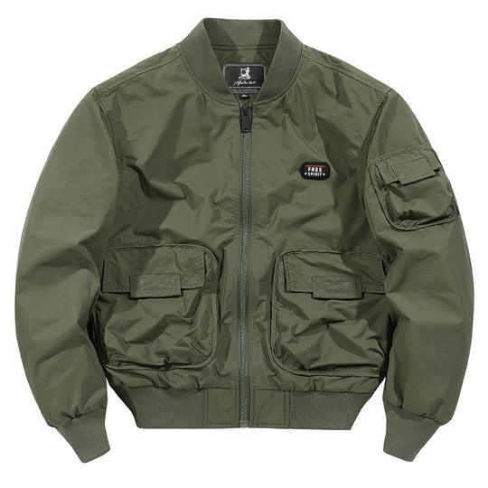 Herren leichter Nylon-Bomber im Utility-Look mit Mehrfachtaschen und Rippbündchen Shop Nory