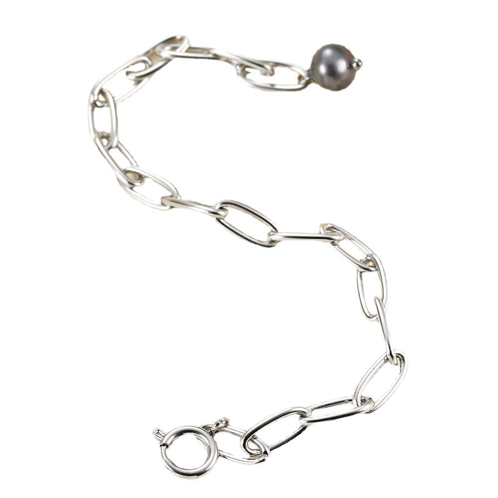 Damen Armband mit eleganten Gliederdesign und Perlenakzent Shop Nory