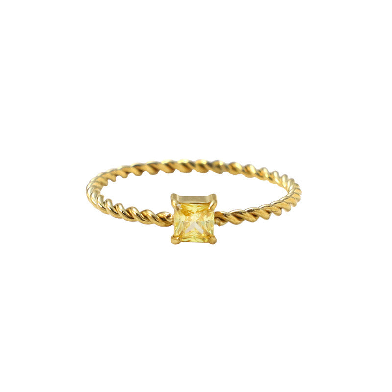 Damen Zarter und gedrehter Ring mit funkelndem Stein Shop Nory