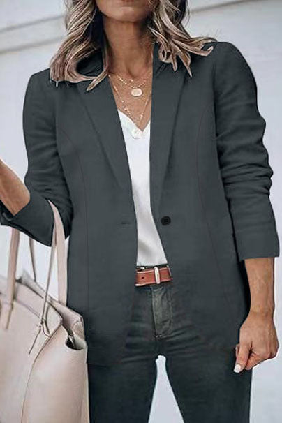 Damen Taillierter Blazer mit geschliffenem Revers, leichter Schulterpolsterung und Ein-Knopf-Verschluss Shop Nory