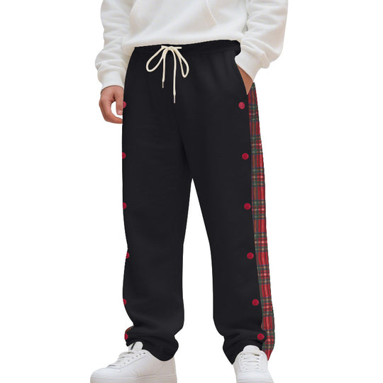 Herren nan Sweatpants mit seitlichem Karostreifen, Druckknopfleiste und Kordelzug Shop Nory
