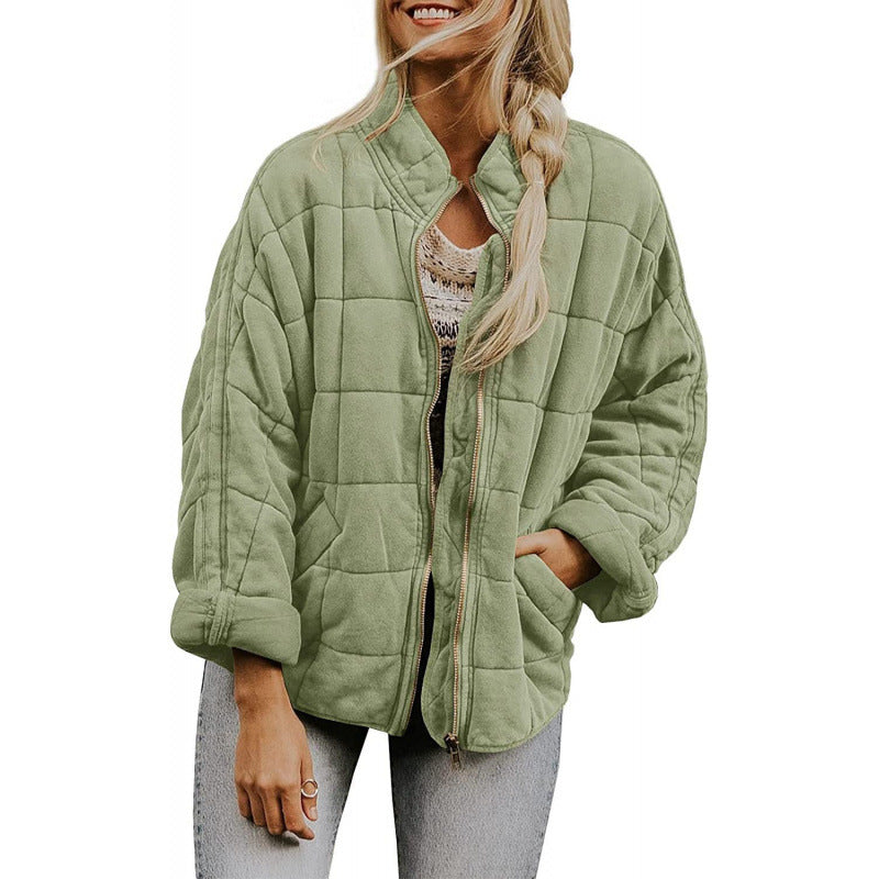 Damen Steppjacke im Oversized Schnitt mit Stehkragen und verdecktem Reißverschluss Shop Nory