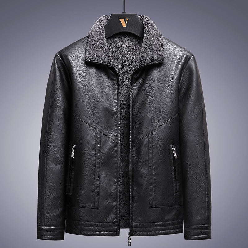 Herren Elegante Kunstlederjacke mit hohem Kragen Shop Nory