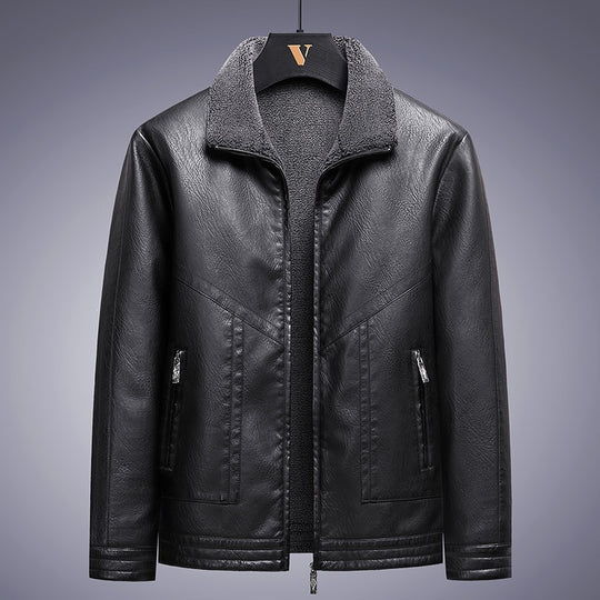 Herren Elegante Kunstlederjacke mit hohem Kragen Shop Nory