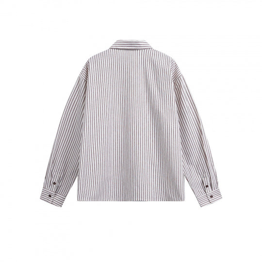 Damen Gestreifte Oversize‑Hemdjacke mit verdecktem Reißverschluss und Brusttasche Shop Nory
