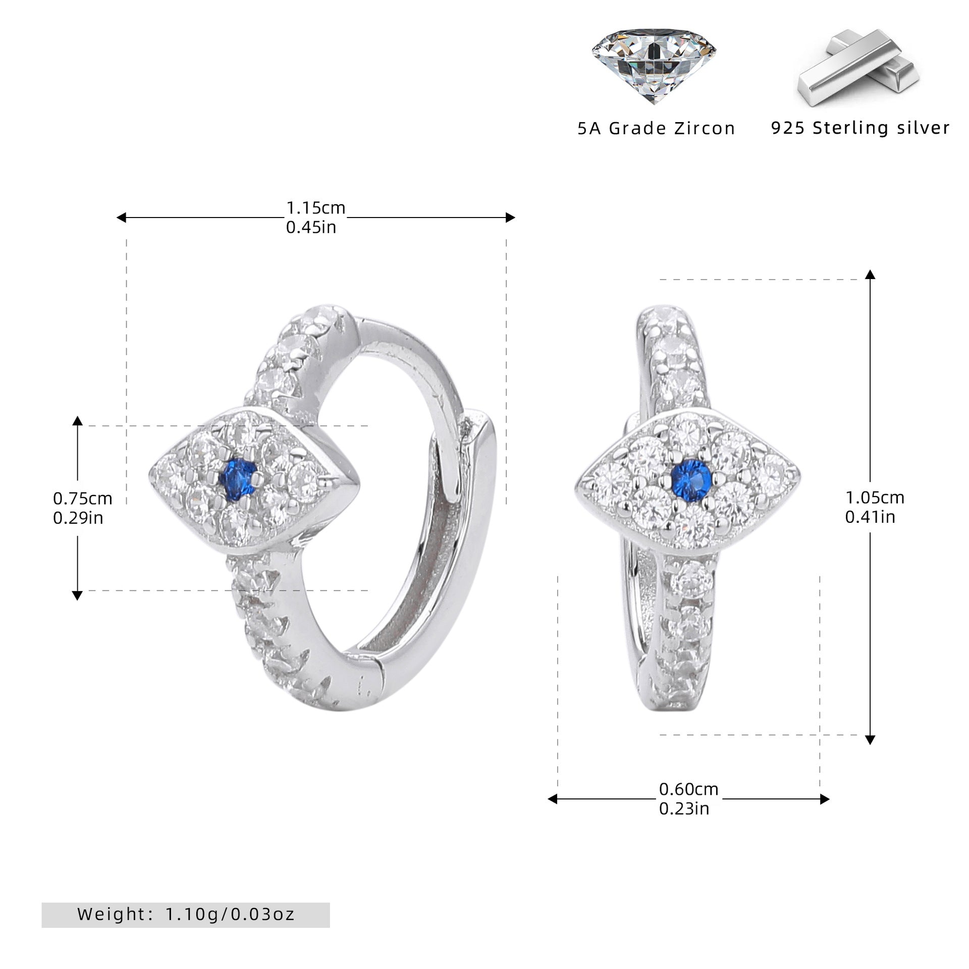 Damen Ohrhänger im zeitgemäßen Augen-Design aus hochwertigem 925 Sterling Silber Shop Nory