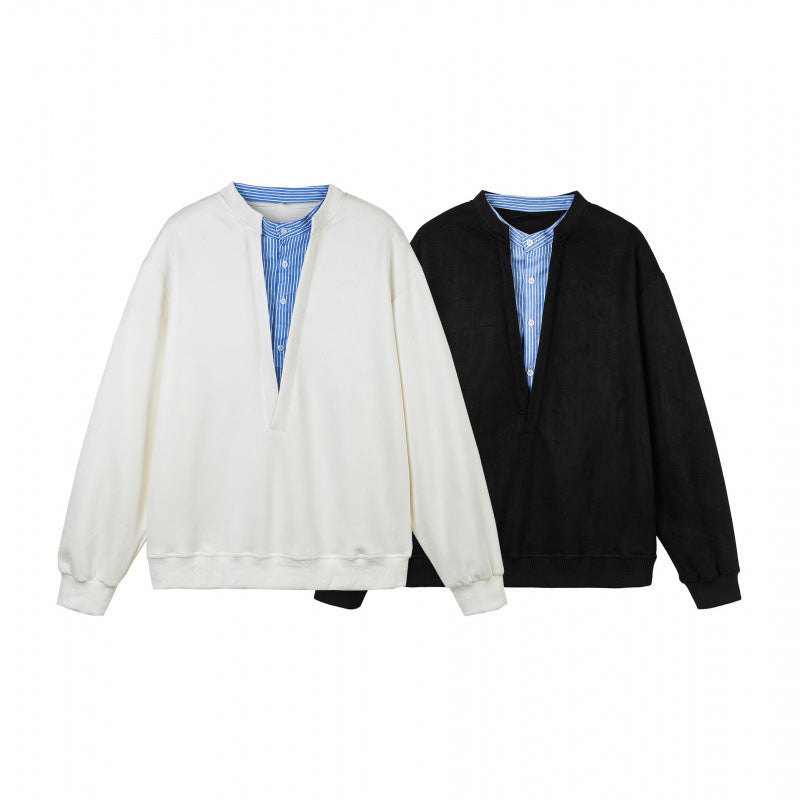 Damen Oversize-Sweatshirt mit integriertem Hemdkragen‑Einsatz und tiefem V‑Ausschnitt Shop Nory