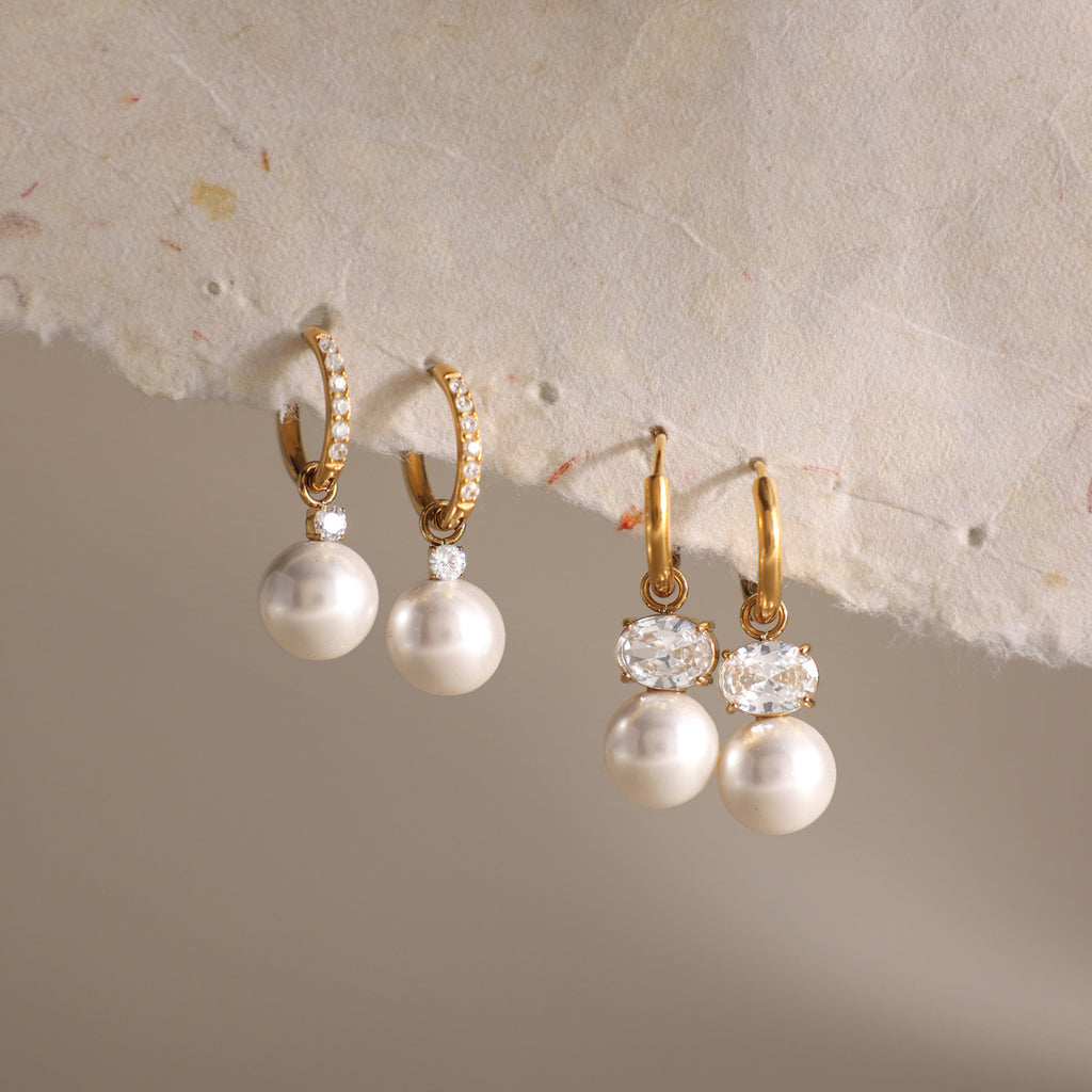Damen Ohrhänger mit eleganten Perlen- und Zirkonia-Details Shop Nory