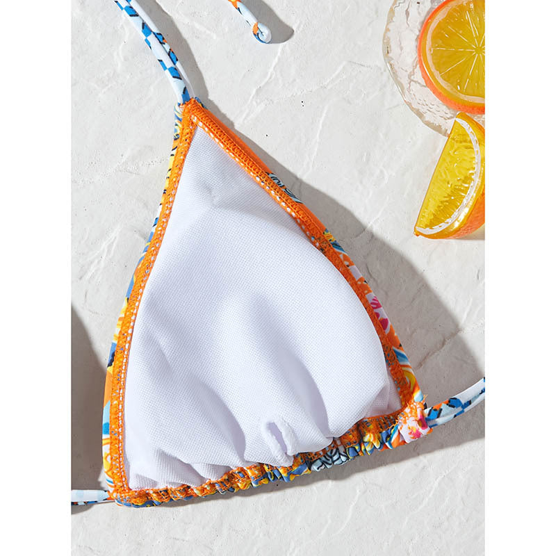 Damen Triangel-Bikini-Set mit verspielt floralem Muster und verstellbaren BindShopnoryändern
