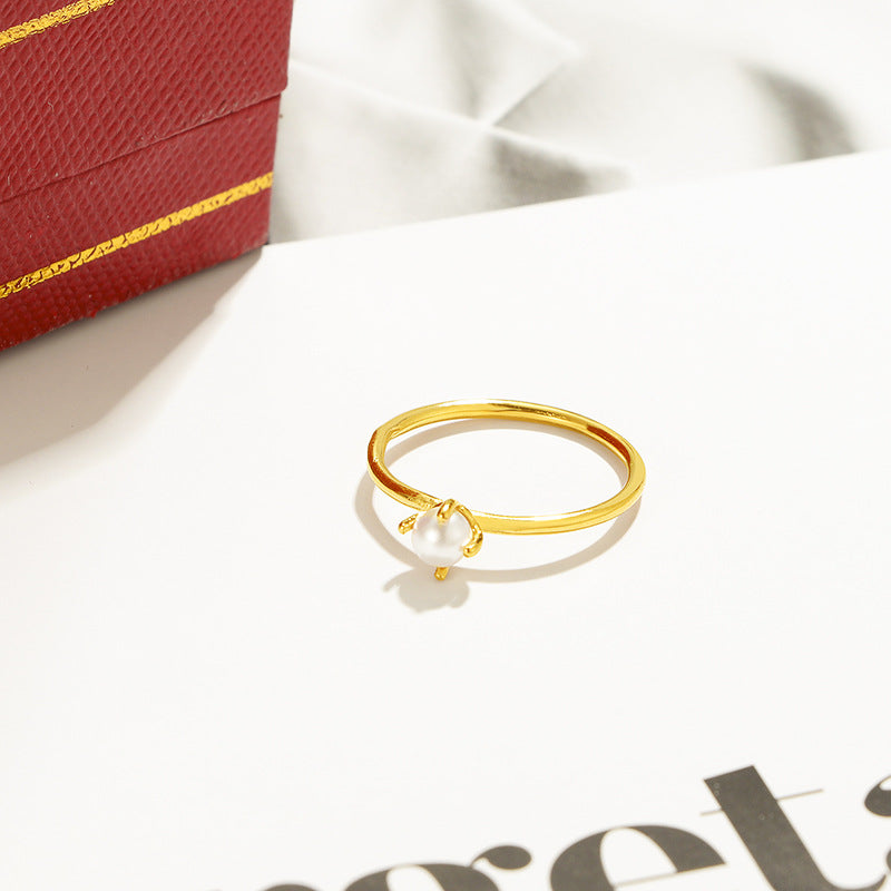 Damen eleganter Ring mit dezentem Perlenakzent Shop Nory