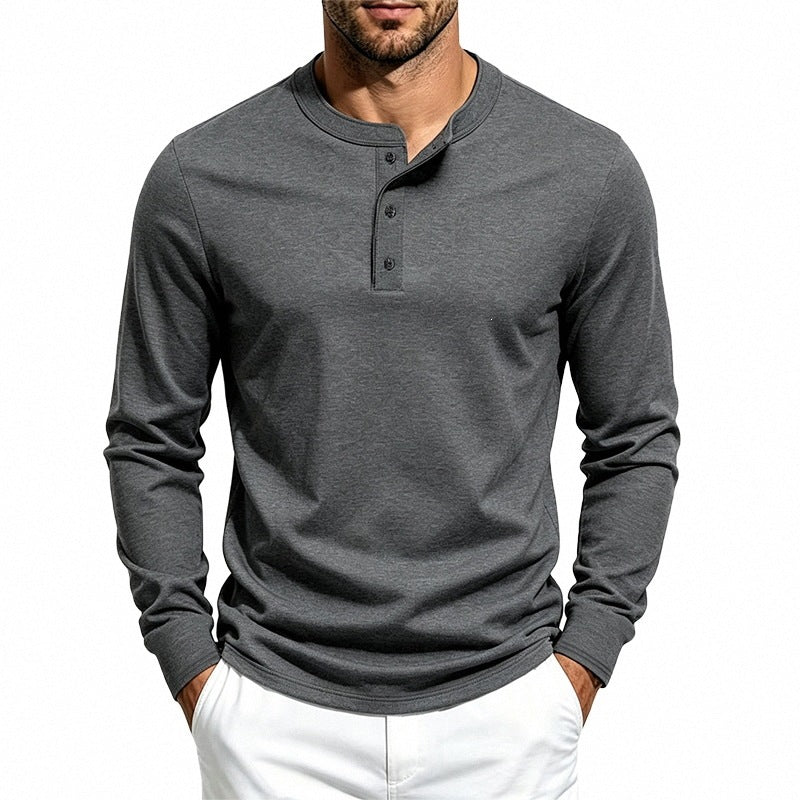 Herren Slim-Fit Thermo-Longsleeve mit 3-Knopf-Henley-Ausschnitt Shop Nory