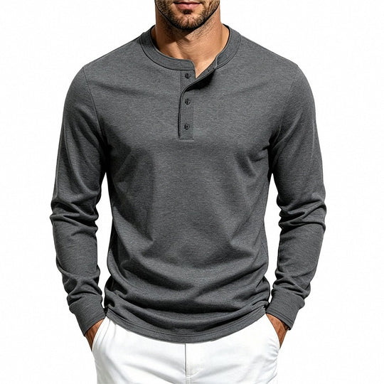 Herren Slim-Fit Thermo-Longsleeve mit 3-Knopf-Henley-Ausschnitt Shop Nory