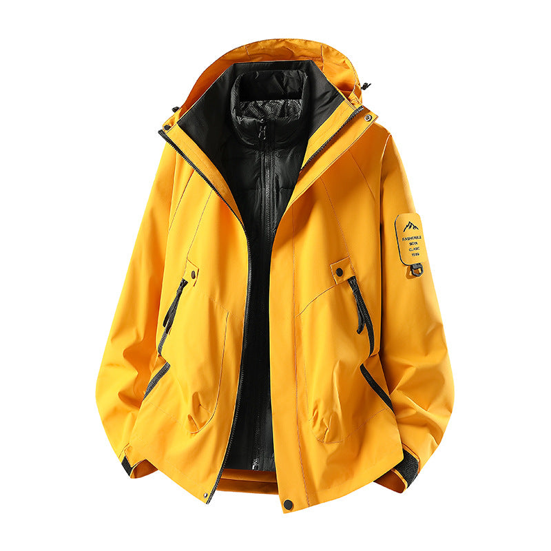 Herren Zwei-in-eins Wetterschutzjacke mit abnehmbarer Steppweste und verstellbarer Kapuze Shop Nory