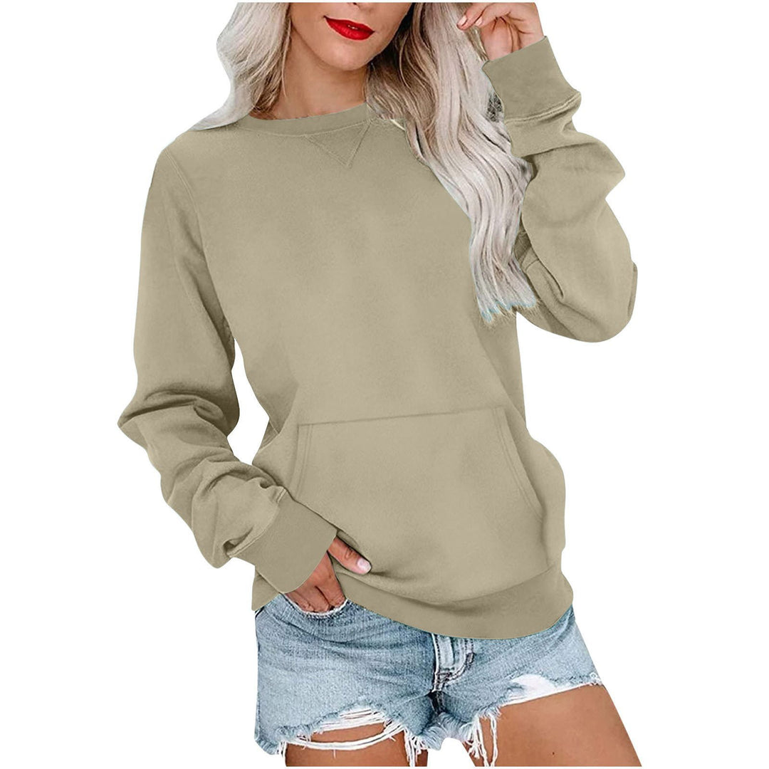 Damen Lockeres Sweatshirt mit Rundhalsausschnitt und Kängurutasche Shop Nory