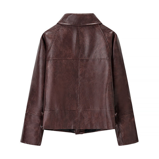 Damen Kurzjacke aus Kunstleder im Boxy‑Cut mit dekorativen Nahtdetails Shop Nory