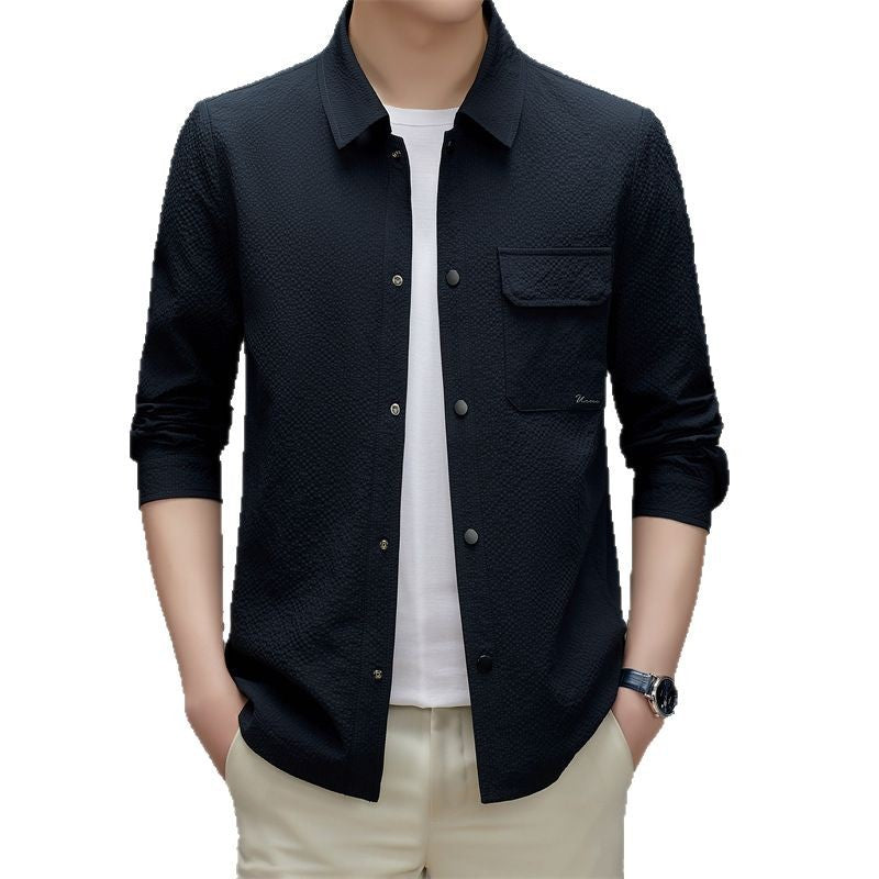 Herren Legeres strukturiertes Overshirt mit Brusttasche und Knopfleiste Shop Nory
