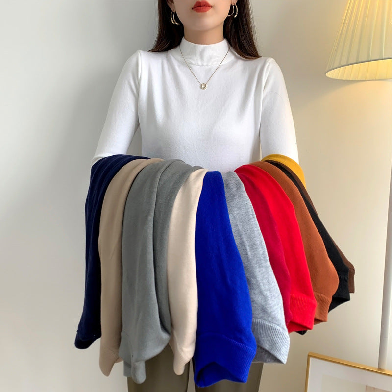 Damen Feiner Langarm-Feinstrickpullover mit schmalem Stehkragen und gerippten Bündchen Shop Nory