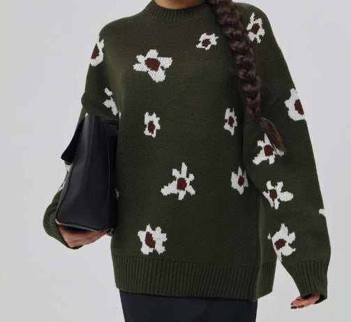 Damen Modischer Pullover mit floralen Mustern