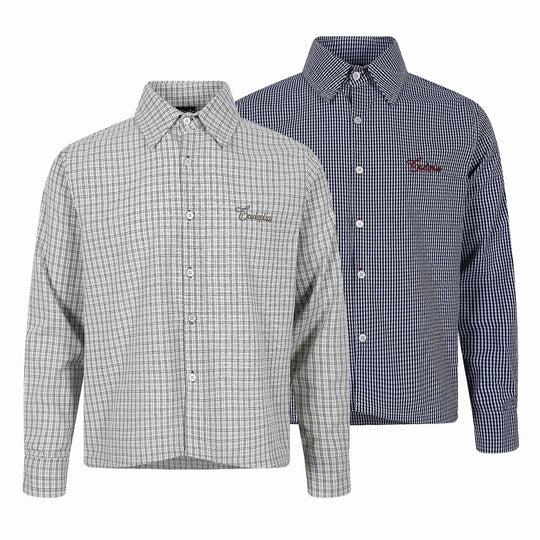 Herren Kariertes Gingham-Hemd mit Button-Down-Kragen und Bruststickerei Shop Nory