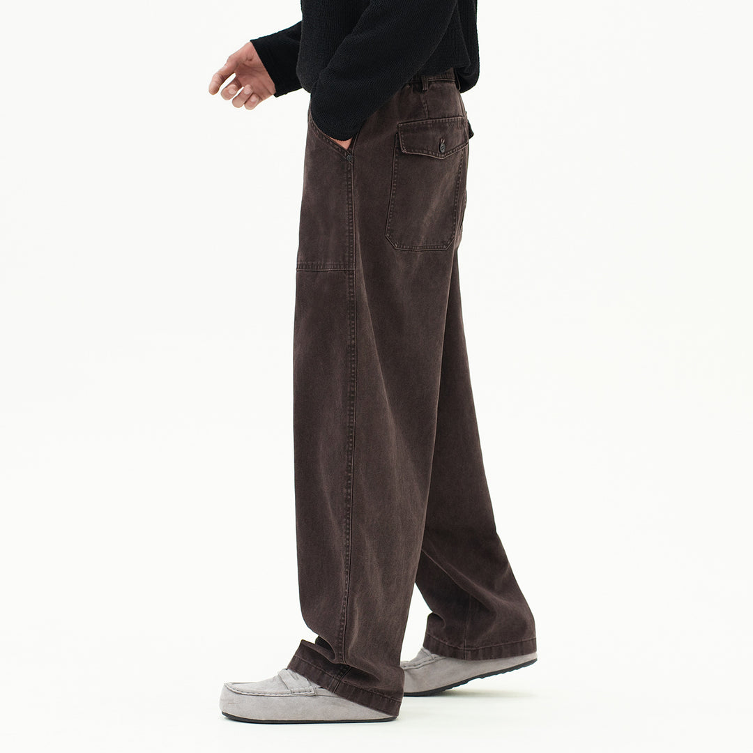 Damen Utility-Denimhose mit hoher Taille, extra weitem Bein und aufgesetzten Taschen Shop Nory