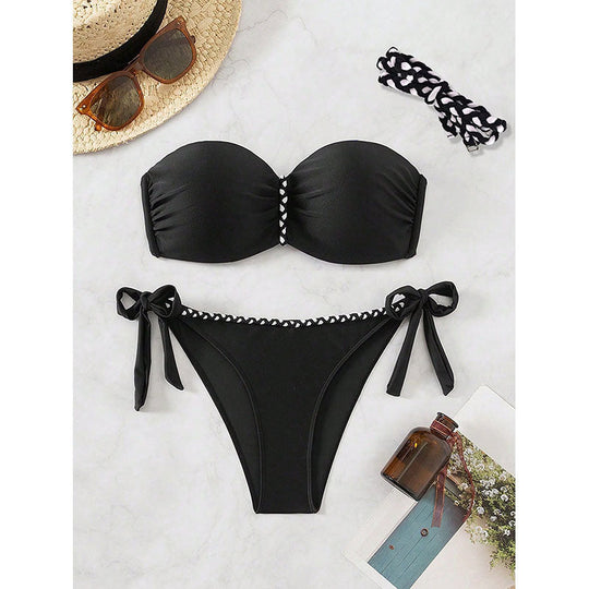 Damen Bandeau-Bikini-Set mit raffinierten BindShopnoryändern