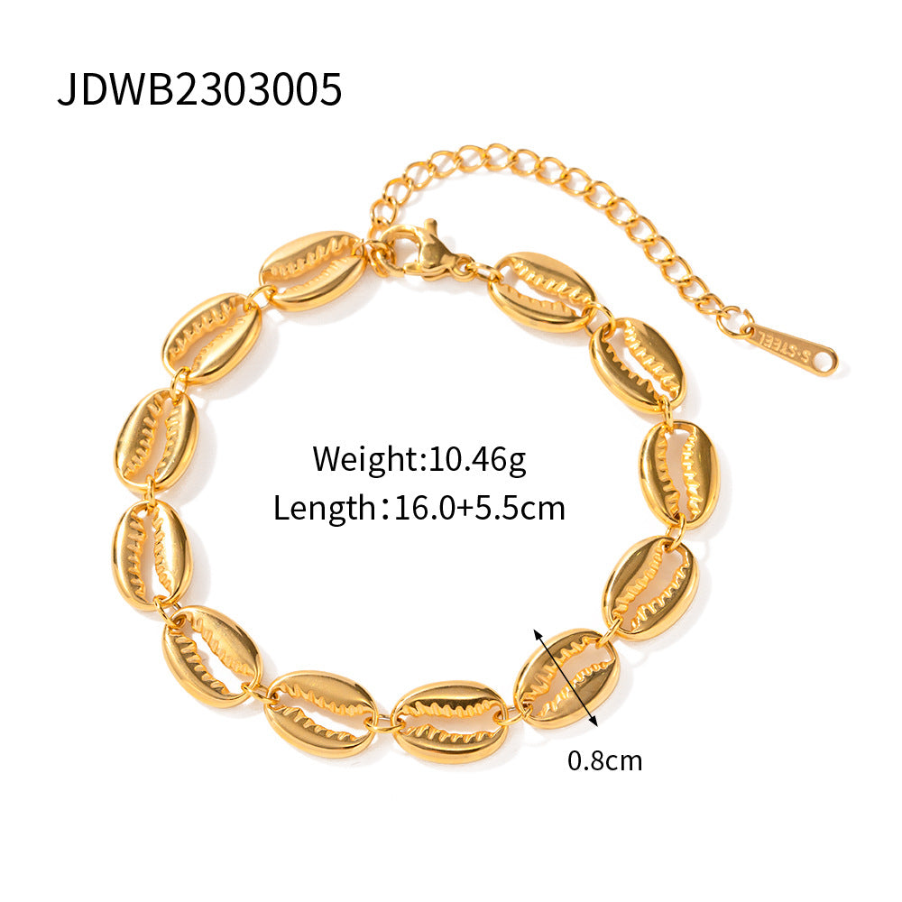 Damen Armband mit stilvollem Muschelmuster aus hypoallergenem Edelstahl Shop Nory