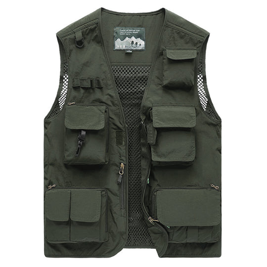 Herren Multifunktionale Utility-Weste mit Netzrücken, Mehrfachtaschen und Reißverschluss Shop Nory