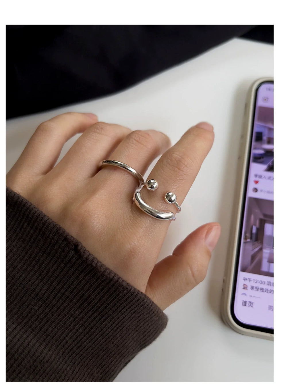 925 Sterling Silber Smile Face Offene Ringe 925 Sterling Silber Ringe | Shop Nory