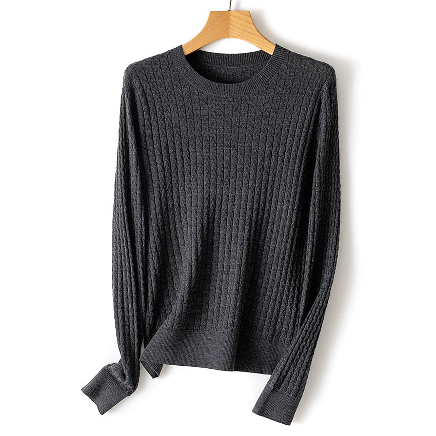 Damen Feinstrickpullover mit Zopfstrickmuster und Rundhalsausschnitt Shop Nory