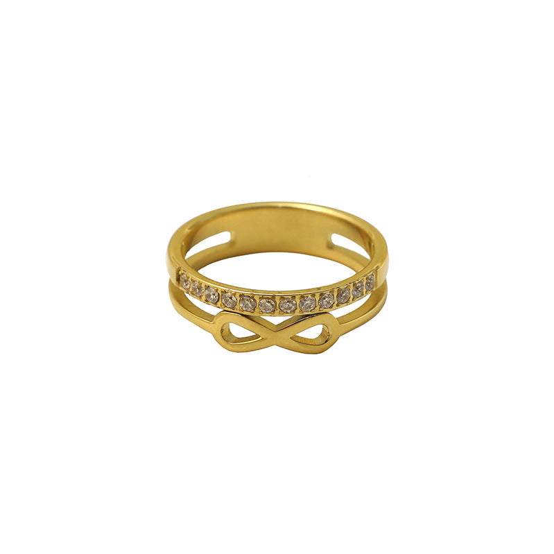 Damenring mit unendlichem Symbol und funkelnden Zirkonia von Shop Nory