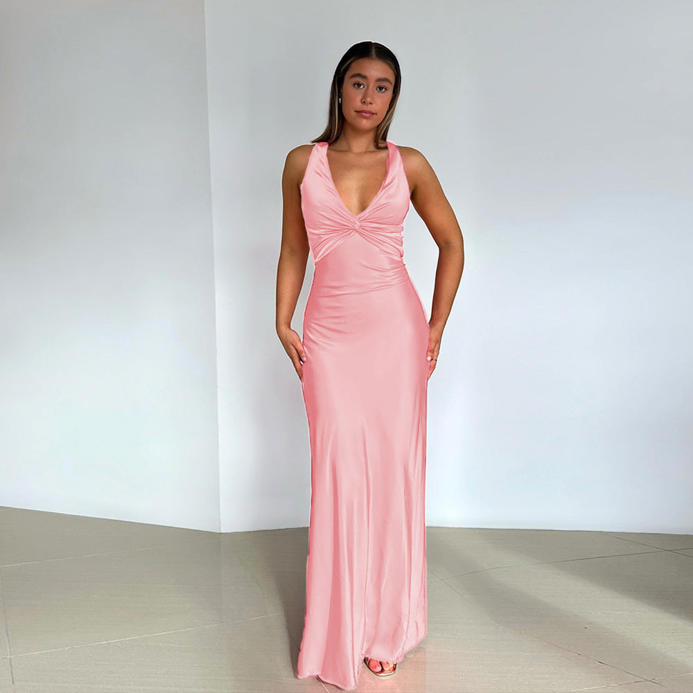 Persönlichkeit Slim Fit Satin Kleid Damen